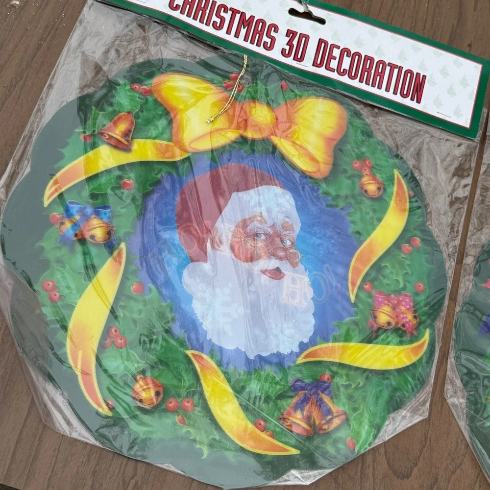 Vintage Christmas House 3D Christmas‎ Decorations Wreath Santa Bear New Sealed